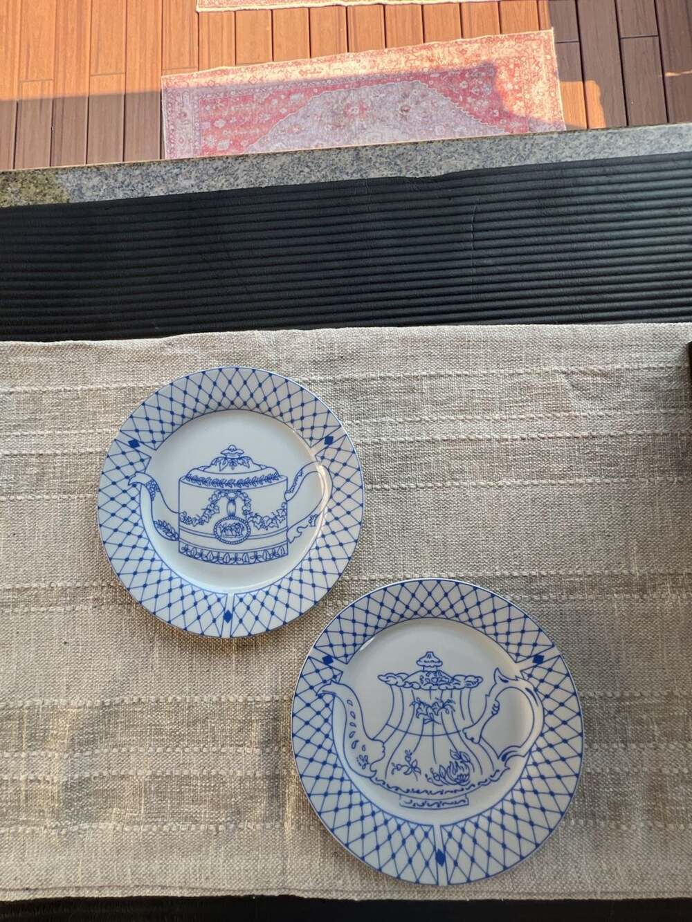 Vintage Le Cordon Bleu Tea Kettle Snack Plates Set of 4 - ,